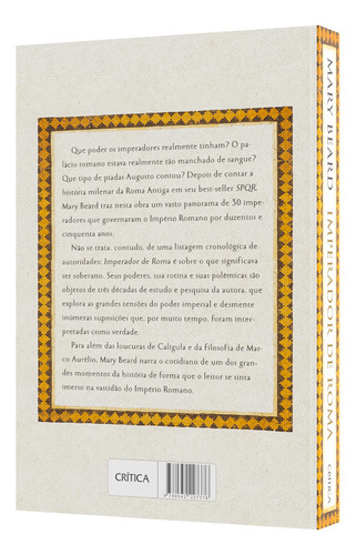 Imperador De Roma: Uma História Da Roma Antiga, De Mary Beard., Vol. 1. Editorial Crítica, Capa Mole, Edição 1 Em Português, 2024
