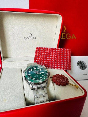 Reloj Omega Seamaster Coaxial Verde/plateado Men Plateado Plateado Verde Musgo (Usado)