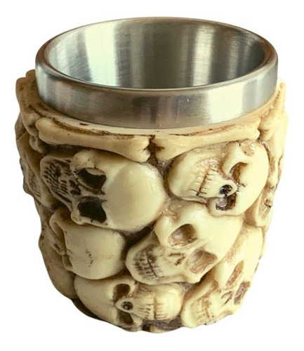 Copo Shot Dose Caveira Crânio Skull Metal Resina Inox