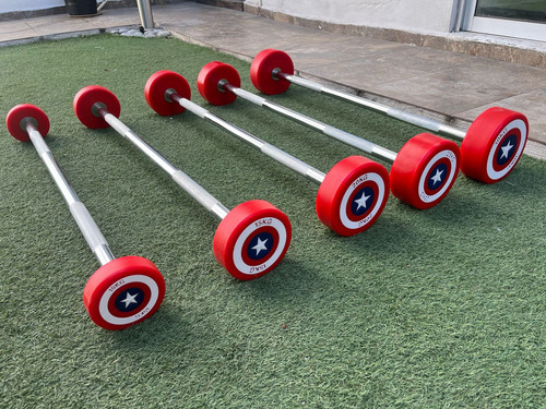 Set 5 Barras Rectas De Capitán América 10, 15, 20, 25 Y 30kg