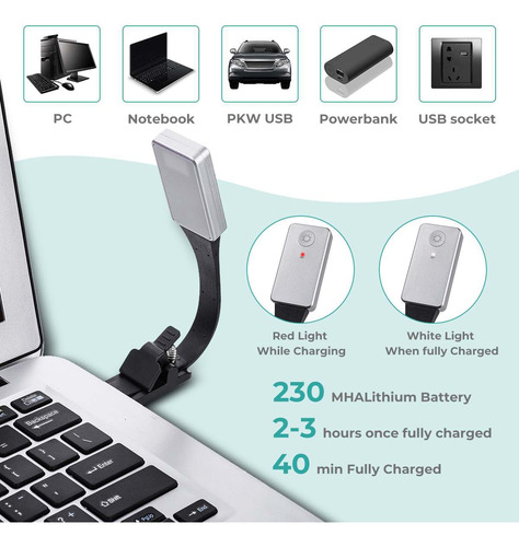 Luz Led Recargable Para Libro Electrónico Para Kindle Paper