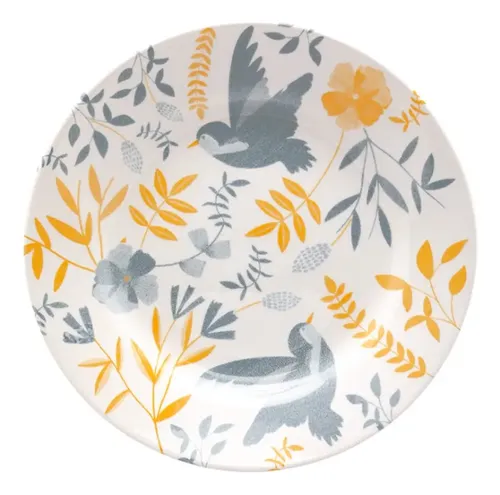 Prato Sobremesa Ceramica Bionna Donna Bem Te Vi 18cm 6 Unidades Florido