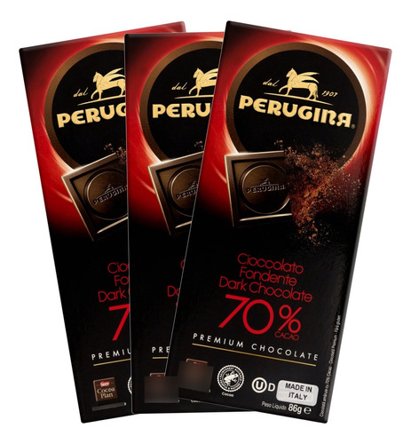 Chocolate Italiano Perugina Nero 70% 85g (3 Unidades) Kit