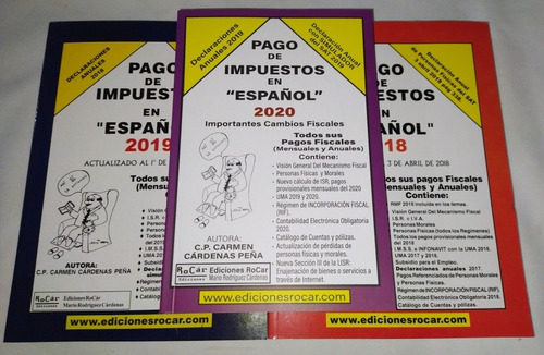 3 Libros Pago De Impuestos En Español 2020,2019,2018 Nuevos