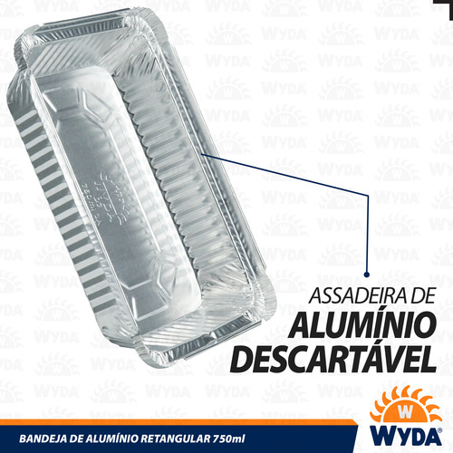 100 Marmita Alumínio Wyda D7s Bandeja 750ml 40% + Resistente