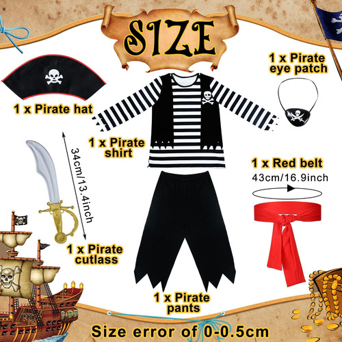 Leumoi Disfraz De Pirata Para Niños, 6 Piezas, Conjunto De D