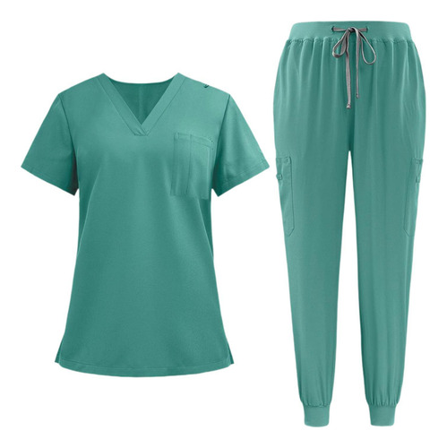 Conjunto De Uniforme Exfoliante Para Mujer, Cuello Verde S