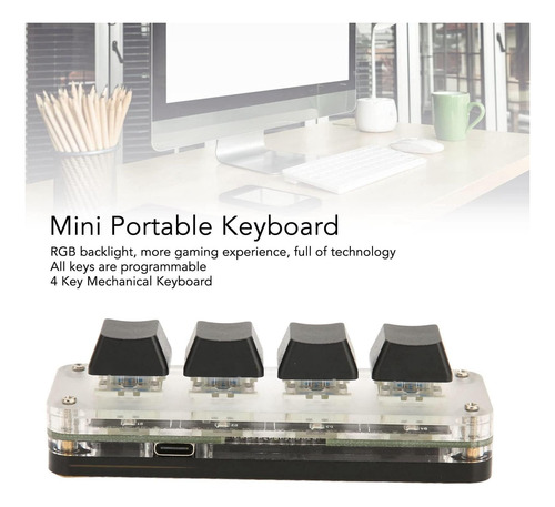 4 Keys Mini Teclado Con Una Mano Teclado De Juegos Teclado