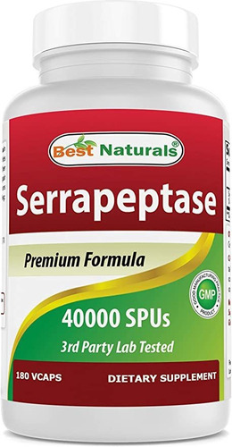 Best Naturals Serrapeptasa  Spus 180 Cápsulas