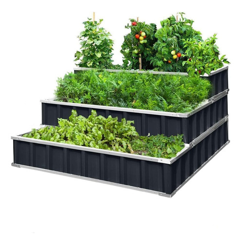 Cama De Jardín Elevada De 3 Niveles, Marco Desmontable De Ac