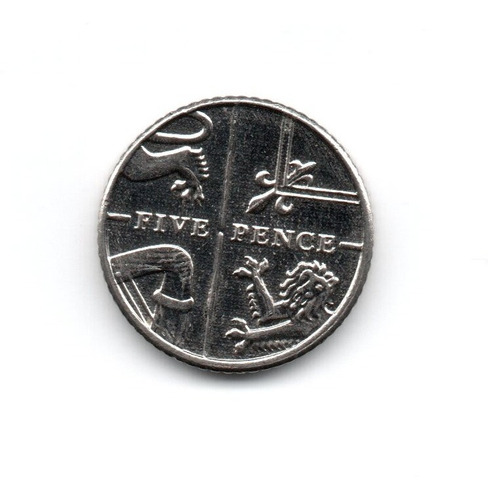 Inglaterra Gran Bretaña Moneda 5 Pence Año 2014 Km#1109d