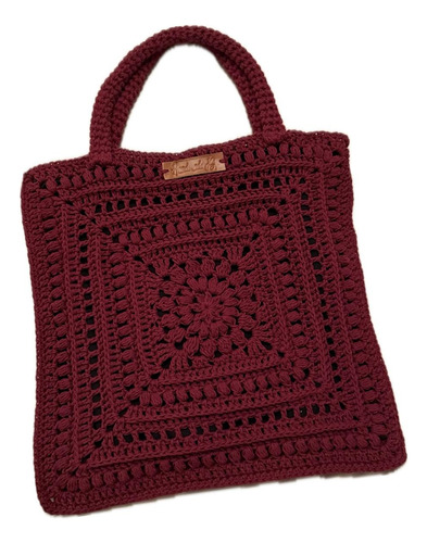 Bolso Artesanal Bolsa Cartera De Hombro Tejido Al Crochet Bordó