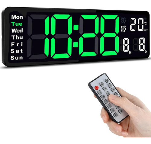 Reloj De Pared Digital Alarma 13 Pulgadas Con Control Remoto
