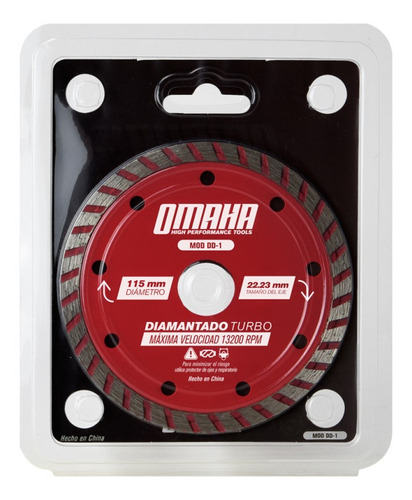 Disco Corte Diamantado Turbo Omaha 115 X 22mm Color Rojo