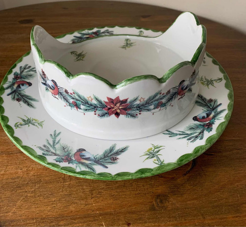 Panetoneira Aberta De Porcelana Com Prato - P8