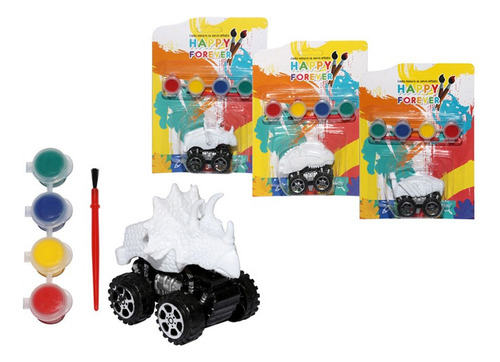 Set 6 Autos Dinosaurios Para Pintar Sorpresa Cumpleaños