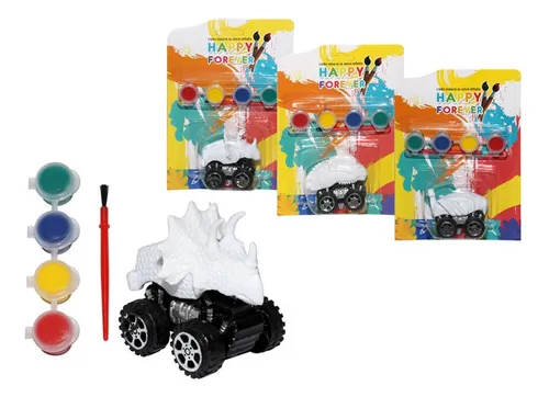 Set 6 Autos Dinosaurios Para Pintar Sorpresa Cumpleaños