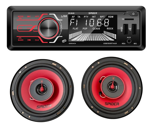 Estereo Y Bocinas 6.5  Para Auto Bluetooth Usb Auxiliar 300w