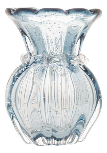 Vaso Wolff Italy De Vidro Azul 12cm X 16cm