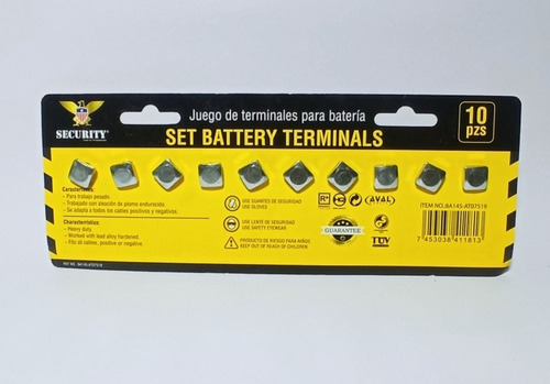 Bornes De Batería Paquete De 10 Plomo Marca Security
