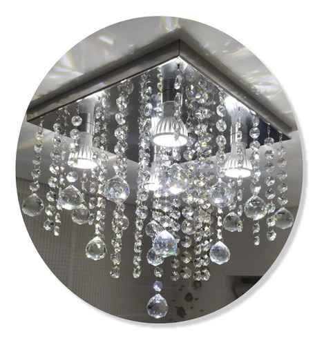 Lustre De Cristal Legítimo K9 Alto Brilho - Vai Montado Cor Cristal e inox 110V/220V