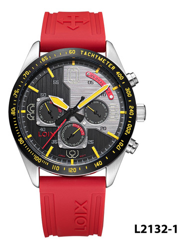 Reloj Hombre Loix L21321 Rojo Con Plateado, Tablero Bicolor