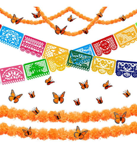 18 Pancartas Mexicanas De Fiesta De Papel Picado, Decoracin