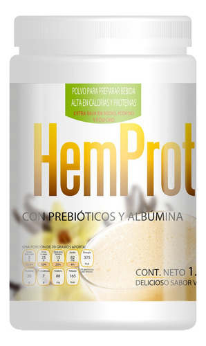 Hemprot Polvo 1 Kg Desacaf -of Sabor Vainilla