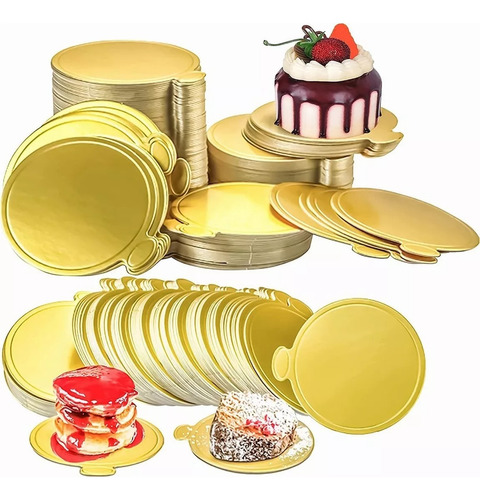 Bases Para Mini Postre 9cm - Dorada Redonda 100 Piezas