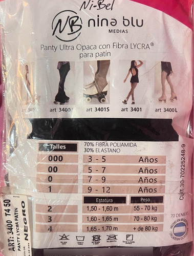 Panty Ultra Opaca Patin Artistico Cubrebota Cubrepatin Lycra