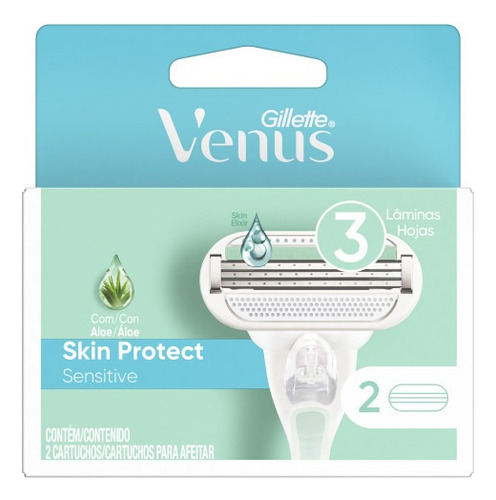 Gillette Venus Skin Protect Sensitive 3 Laminas 2 Repuestos