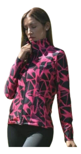 Campera Deportiva Mujer Estampada Bolsillos Recortes Sgind