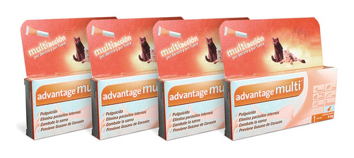 Advantage Multi Gato 4 Kg Antipulgas Y Desparasitante 4 Pzs