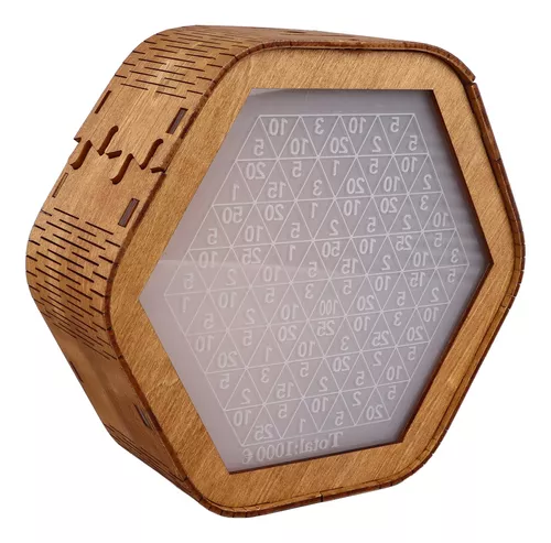 Comprar Adorno de hucha de madera con caja de ahorro de dinero hexagonal,  objetivos de ahorro y báscula digital para niños y adultos