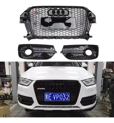 Parrilla Compatible Con Audi A4 B8 Panal De Abeja Negra