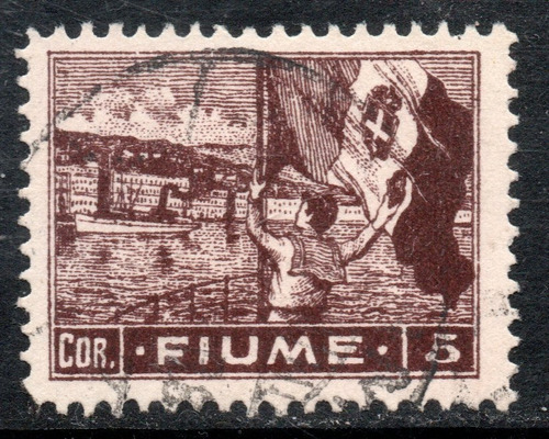 Fiume (italia) Sello Usado Crucero A Puerto X 5 Coronas 1919