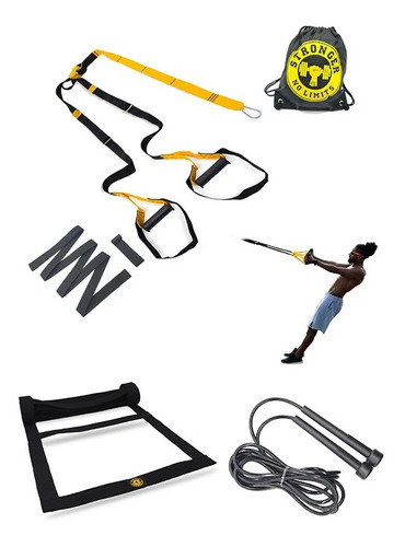 Cinta de entrenamiento suspendida Trx, escalera y cuerda para saltar, color amarillo