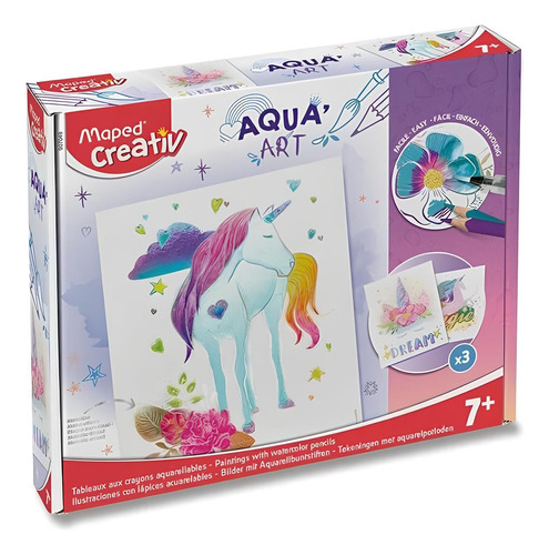 Set Dibujo Nena Lapices Acuarela Maped Aqua Art Unicornio