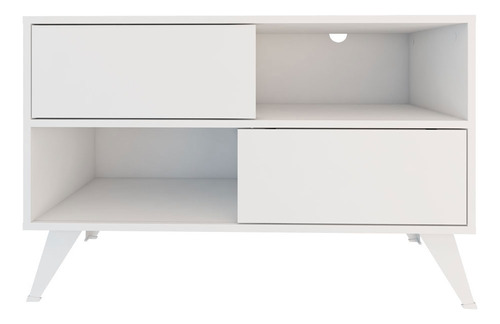 Mueble Rack Para Tv Hasta 42 Con Puertas Y Estantes Color Blanco Rumba