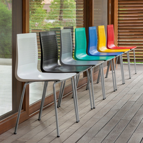 Silla De Cocina Diseño Ananá Plástica Apilable Reforzada Estructura De La Silla Patas Grises Asiento Asiento Plástico Gris Diseño De La Tela No Tiene Tela