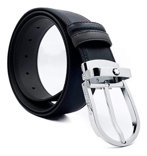 Montblanc - Cinturón De Hebilla Ovalada Color Negro Y Marrón