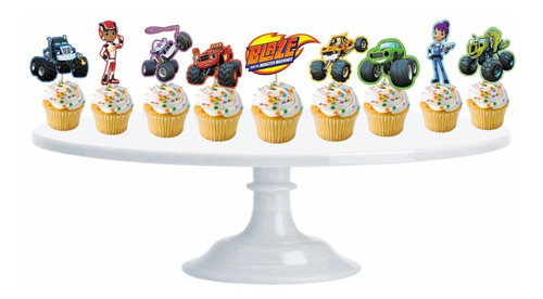 Blaze Monster Machines Cupcake Toppers Adorno Para Muffins