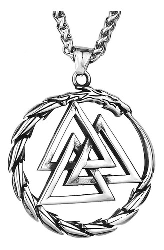 Colar Círculo Do Dragão Valknut Mitologia Viking Aço 58g