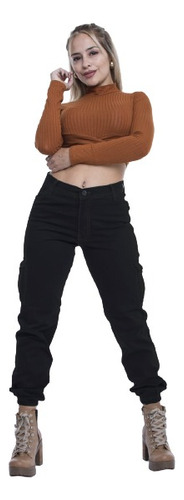 Pantalon Mujer Cargo Babucha Gabardina Elastizada Exito