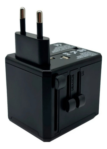 Adaptador Universal De Tomadas Para 150 Países, 3 Portas Usb 2.4a, Bivolt 100-240v, Compatível Com Dispositivos Eletrônicos Globais