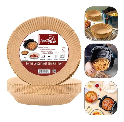 Protetor Fritadeira Airfryer 20 Cm 100 Papéis Descartáveis