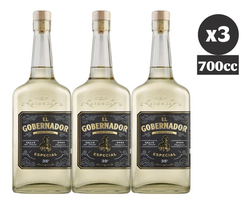 Pack Especial 3x Pisco El Gobernador Miguel Torres 35° 700cc