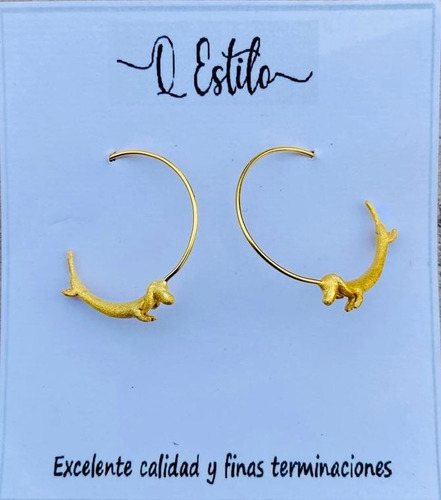 Bellos Aros Colgantes Perritos En Plata Y Baño De Oro