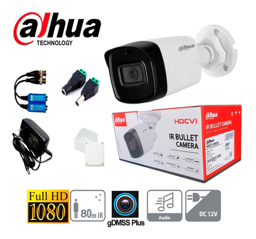 Cámara Bala Dahua De 2 Mp 80m 3.6m Audio + Accesorios