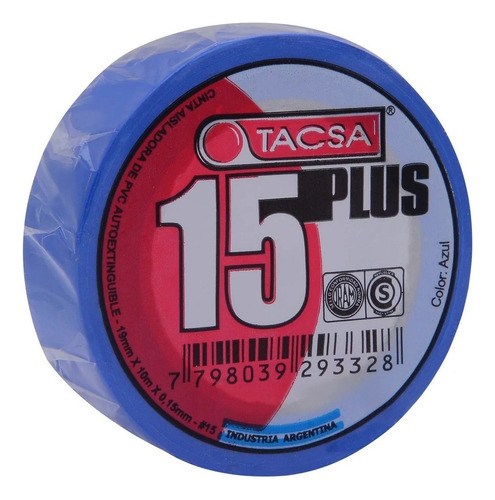 Cinta adhesiva aislante Tacsa 10 metros color azul 10m x 19mm 10 unidades